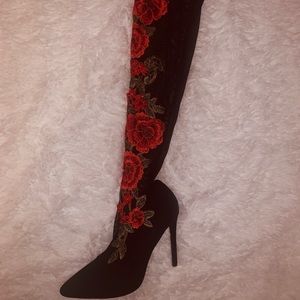 Black thigh high heels *worn once*